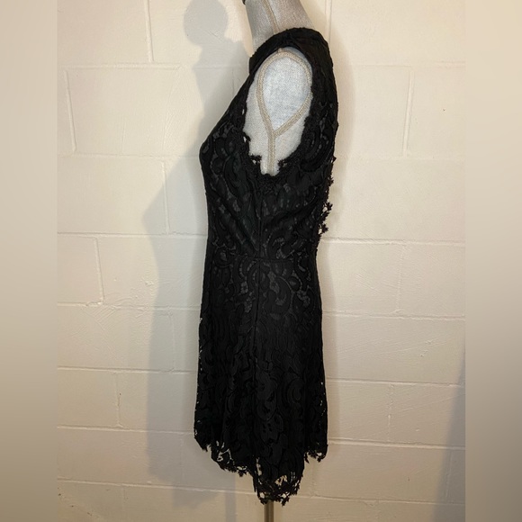 Alya Black Cocktail Dress Lace Overlay Size M - Picture 3 of 9
